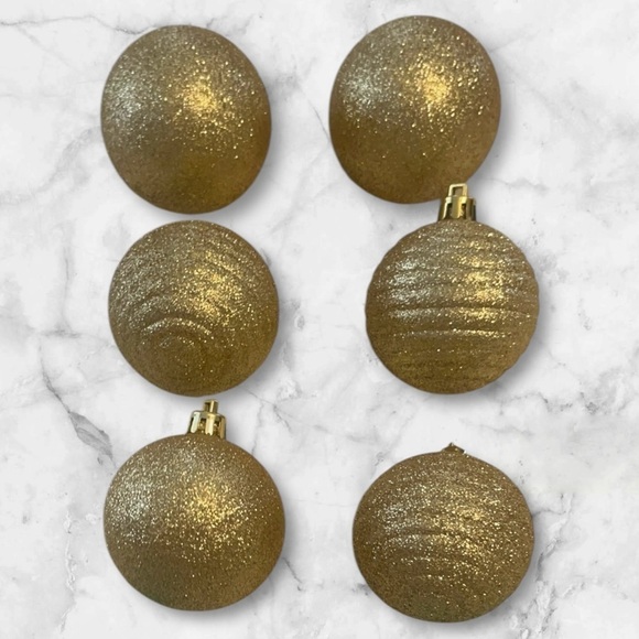 Gold Glitter coated glass Holiday Christmas Ornaments 2 x 2.5 inch - Picture 2 of 6